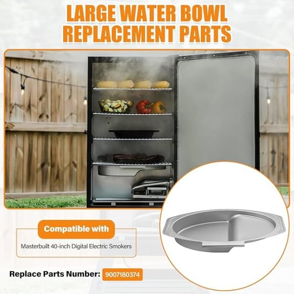 Large Water Bowl Replacement for Masterbuilt 40 inch Digital Electric Smoker, 9007180374 Water Pan Replacement Parts for MB20071619, MB20071719, MB20071819, MB20072618, MB20072718, MB20072918 etc.