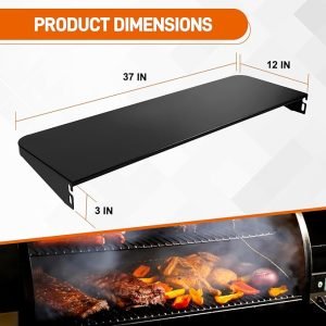 Folding Front Shelf for Traeger Pro 34, Texas Elite 34, Century 885, Eastwood 34 Pellet Grills, Heavy-Duty Grill Accessory Replacement Part BAC363 Folding Shelf for Traeger Pellet Grill, 37" x 12"