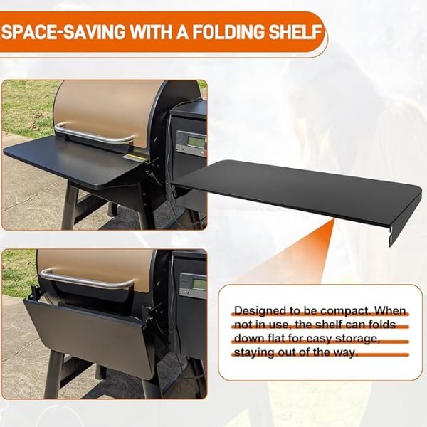 Folding Front Shelf for Traeger Pro 34, Texas Elite 34, Century 885, Eastwood 34 Pellet Grills, Heavy-Duty Grill Accessory Replacement Part BAC363 Folding Shelf for Traeger Pellet Grill, 37" x 12"