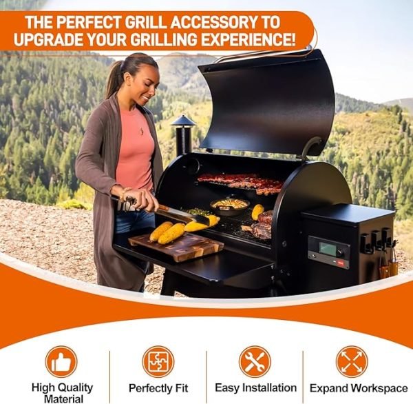 Folding Front Shelf for Traeger Pro 34, Texas Elite 34, Century 885, Eastwood 34 Pellet Grills, Heavy-Duty Grill Accessory Replacement Part BAC363 Folding Shelf for Traeger Pellet Grill, 37" x 12"