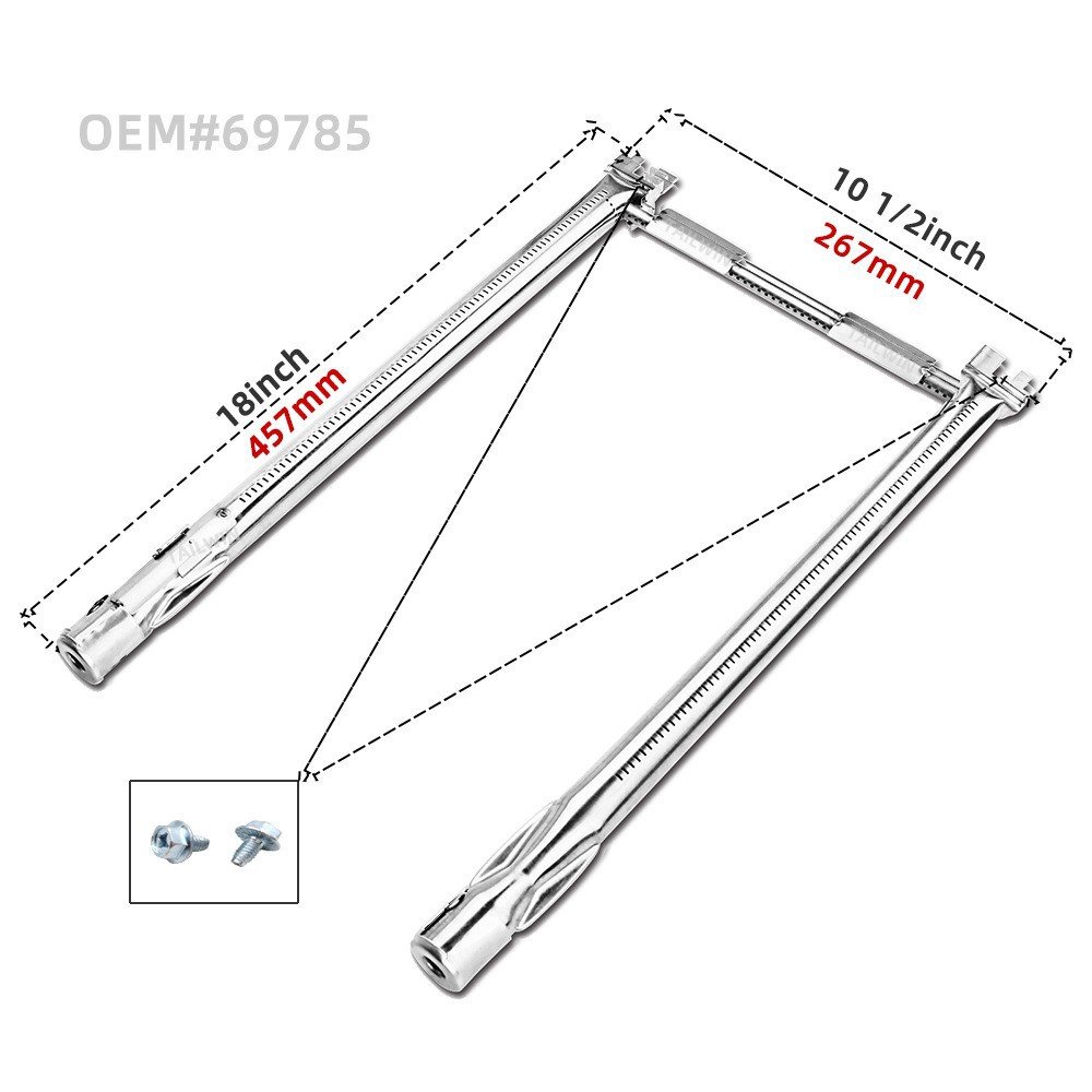 69785 18"Grill Burner for Weber Spirit I & II & GS4 Spirit II 200 Series, Spirit E-210, E-220, Spirit S-210, S-220 Gas Grills with Up Front Control , 304 Stainless Steel for Weber Spirit Grill Parts