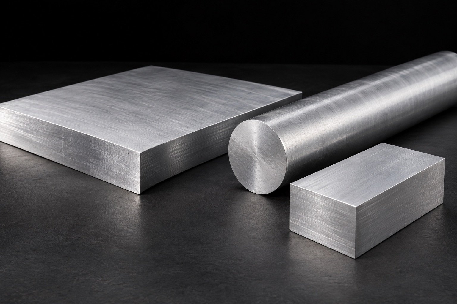 Aluminum plate, billet and solid round bar